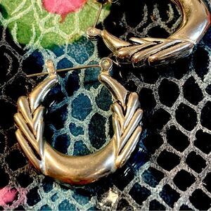 Silver chevron hoop earrings